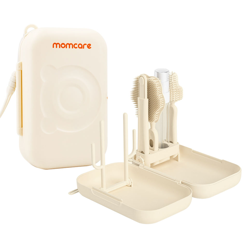 Momcare 6 Pieces Travel Baby Bottle Brush Set with Compact Storage Box BPA Free Cleaning Tools for New Moms