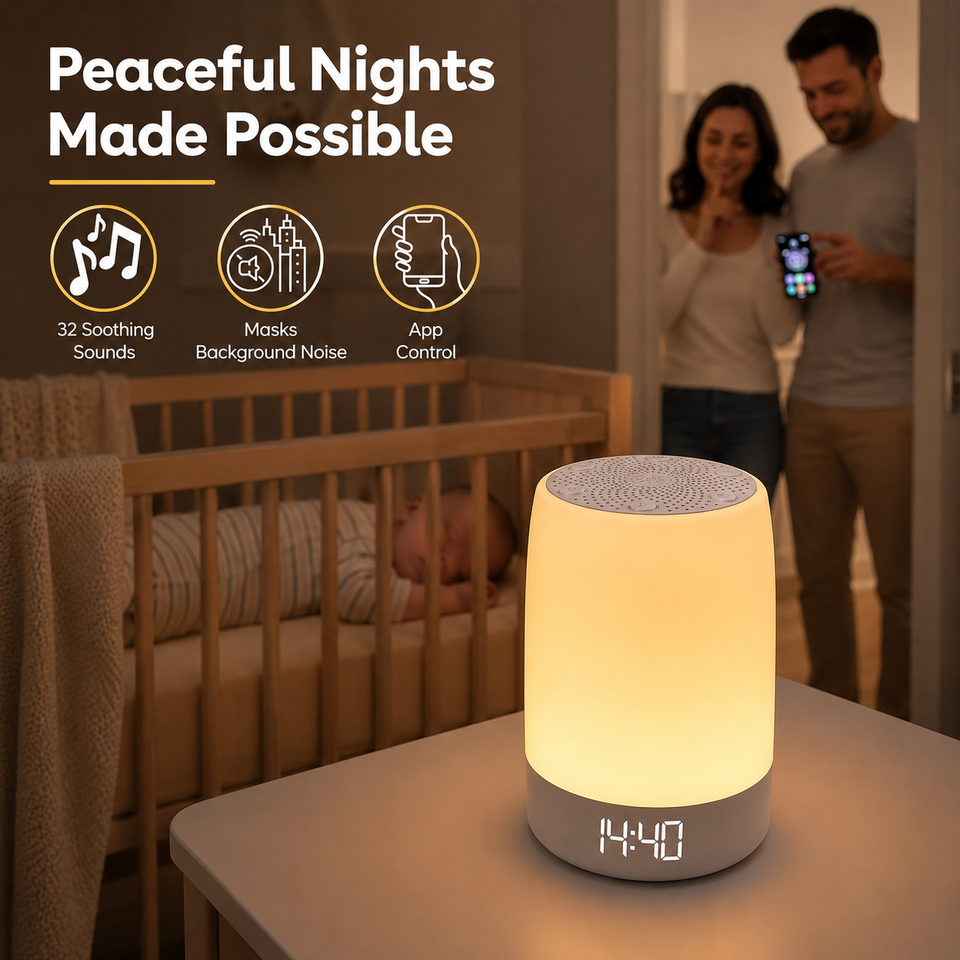 32 Nature Sounds Sleep Aid Machine Ambient Light Battery-Powered Plastic Noise Machine Lampara Para Beb Lights Sounds for Baby's