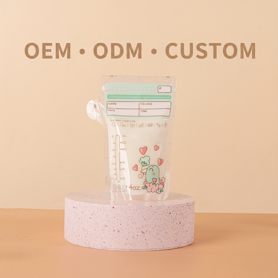 Customized Label Easy Tear Pour Design Medical Breast Milk Collector Cartoon OEM PET BPA-Free Breastmilk Bag Baby 0-12 Months