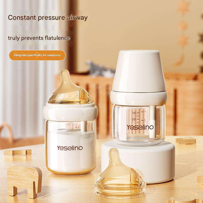 Free Sample Newborn Baby Products High Borosilicate Glass Baby Bottle BPA-Free Anti-Colic Small Size With PP Cap