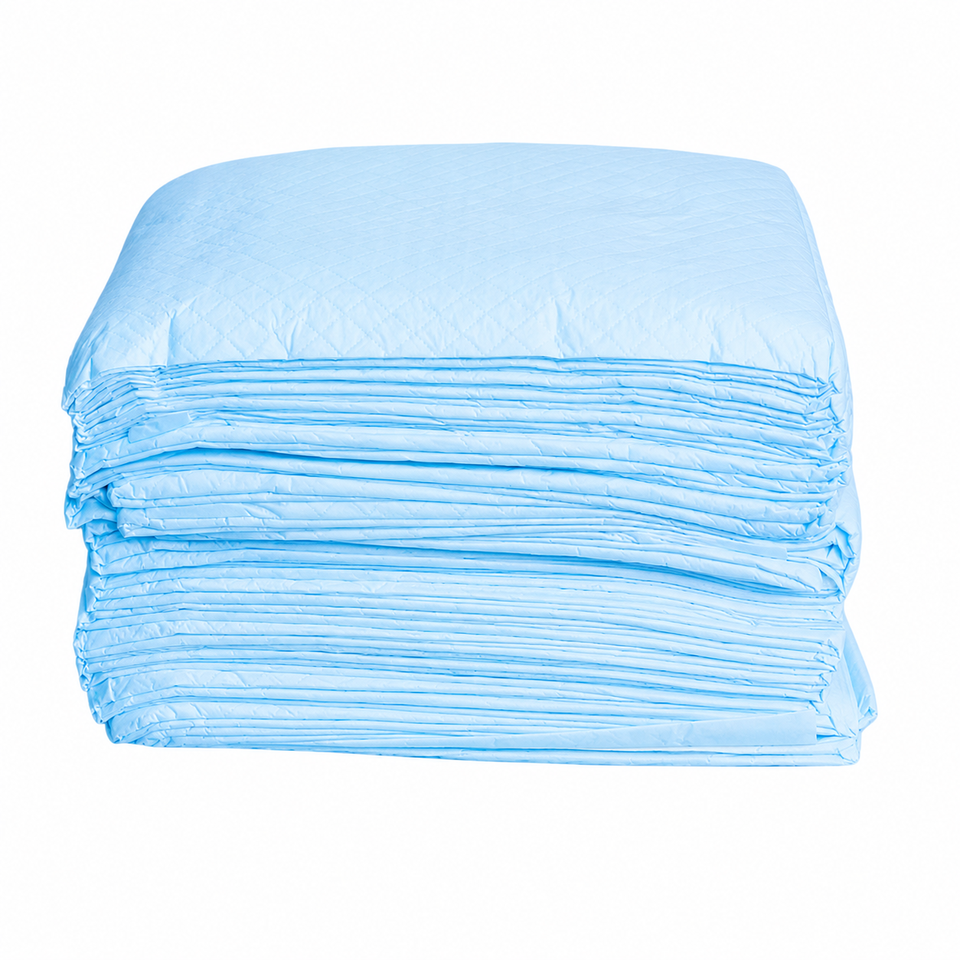 TRIOLOGEE Multi-purpose Disposable Waterproof Non-Woven 3-Ply Bed Pads-Blue White 60x40cm-90cm Incontinence Baby Changing Use