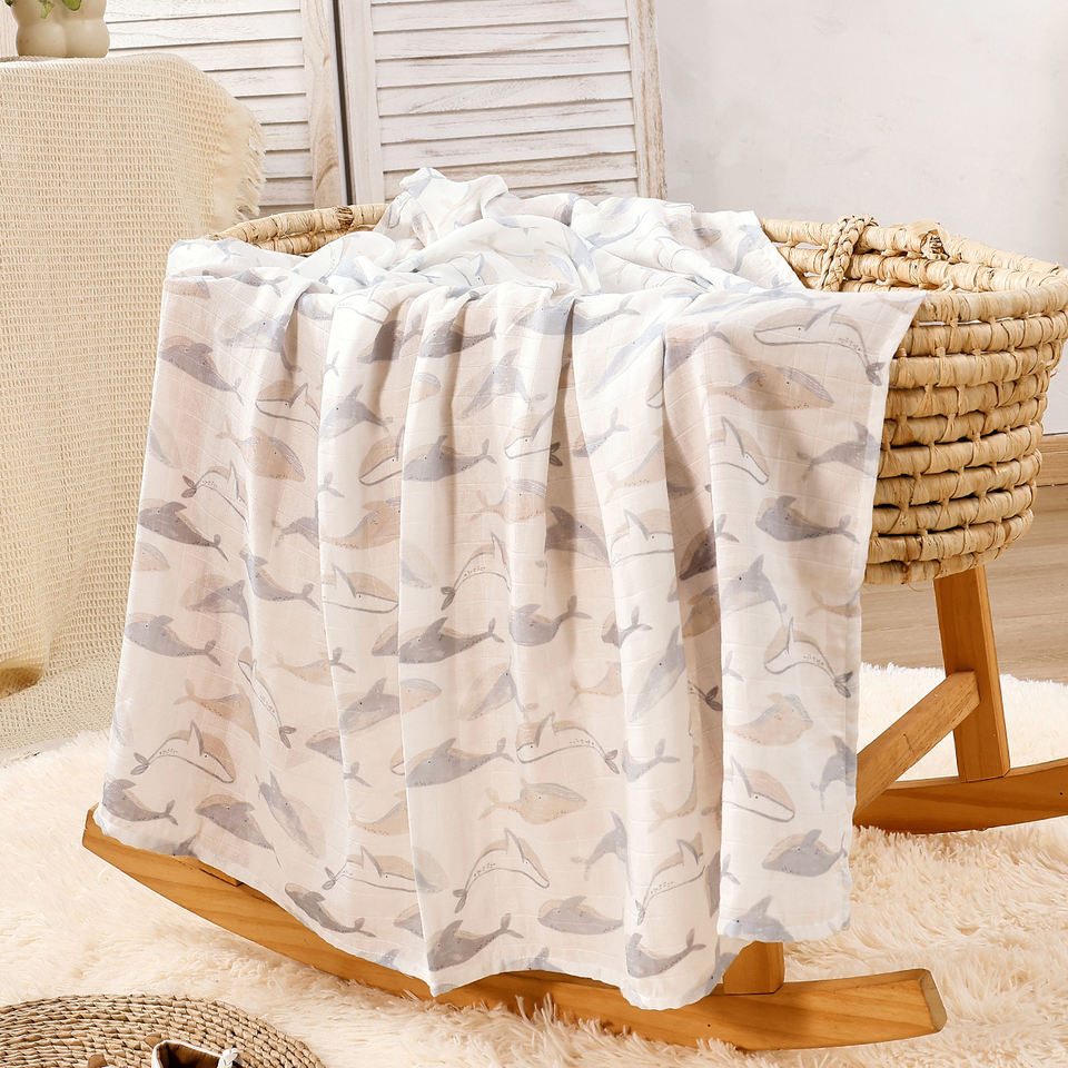 OEM & ODM Available Soft 2-Layer Bamboo Cotton Muslin Baby Blankets Comforter Newborn Baby Sleep Milestone Swaddles Wrap