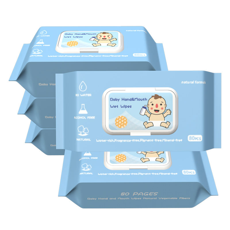 ECO 80Pcs/ Pack Biodegradable Bamboo Baby Wipes Skin-Friendly Vitamin E Aloe Baby Wet Wipes for Baby Disinfecting Wet Towel