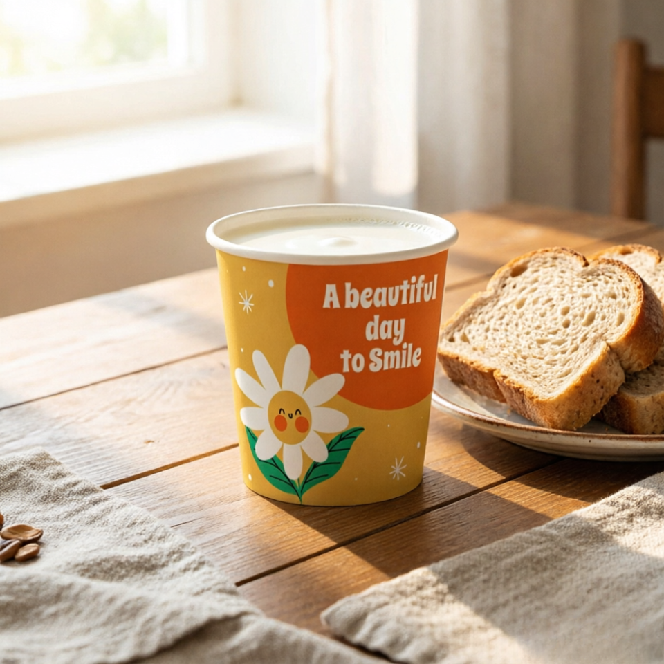 Disposable Waterproof Single Wall Food Grade Paper Cups Leak-Proof Lids for Milk Tea/Boba Drinks-Eco-Friendly Customizable Logo