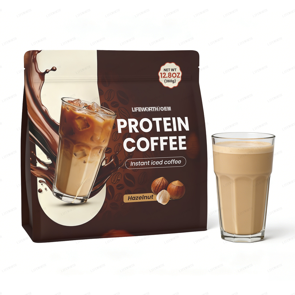 LIFEWORTH on the Go Cold Brew Instant Protein Iced Coffee Latte Drink for Preworkout Postworkout