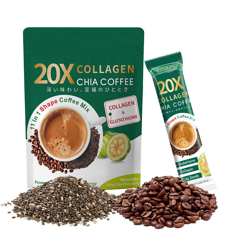 Collagen Chia Seed Three in One Coffee Slimming Coffee  Chocolate Flavor Popular Slimming Powder Instant Coffee in Bag