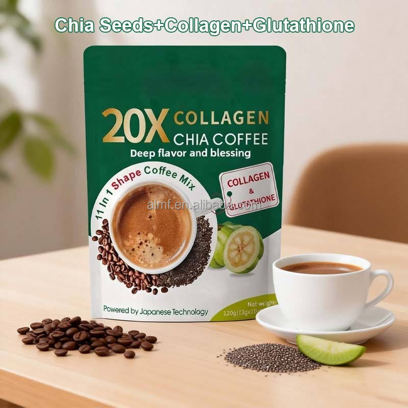 20X Collagen Chia Coffee Mix 11 in 1 Japanese Tech Glutathione High Protein Beauty Energy Drink Garcinia Cambogia Instant Powder