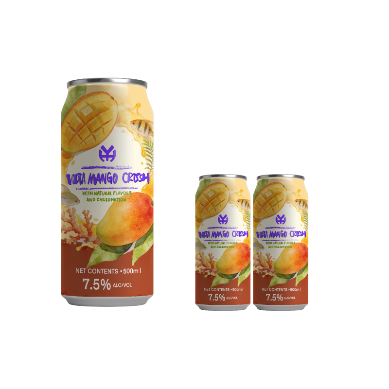 Wholesale Budda Mango Crush 7.5% ABV 500ml Can/Bottle Custom Flavor Carbonated Alcoholic Beverage Refreshing Fruity Sweet Notes