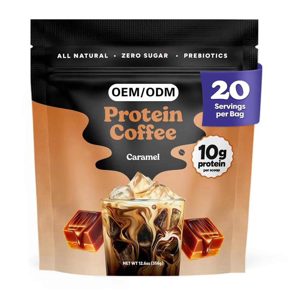 OEM ODM High Protein Coffee Espresso Keto Friendly Organic Whey Protein Ice Coffee Powder for Adult Energy Focus Gut Health