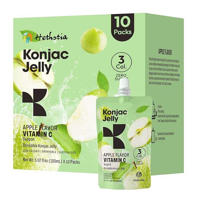 0 Sugar Low Calorie Drinkable Konjac Jelly with Apple Flavour Vitamin C Healthy Natural Fruity Supplement in Bag Packaging
