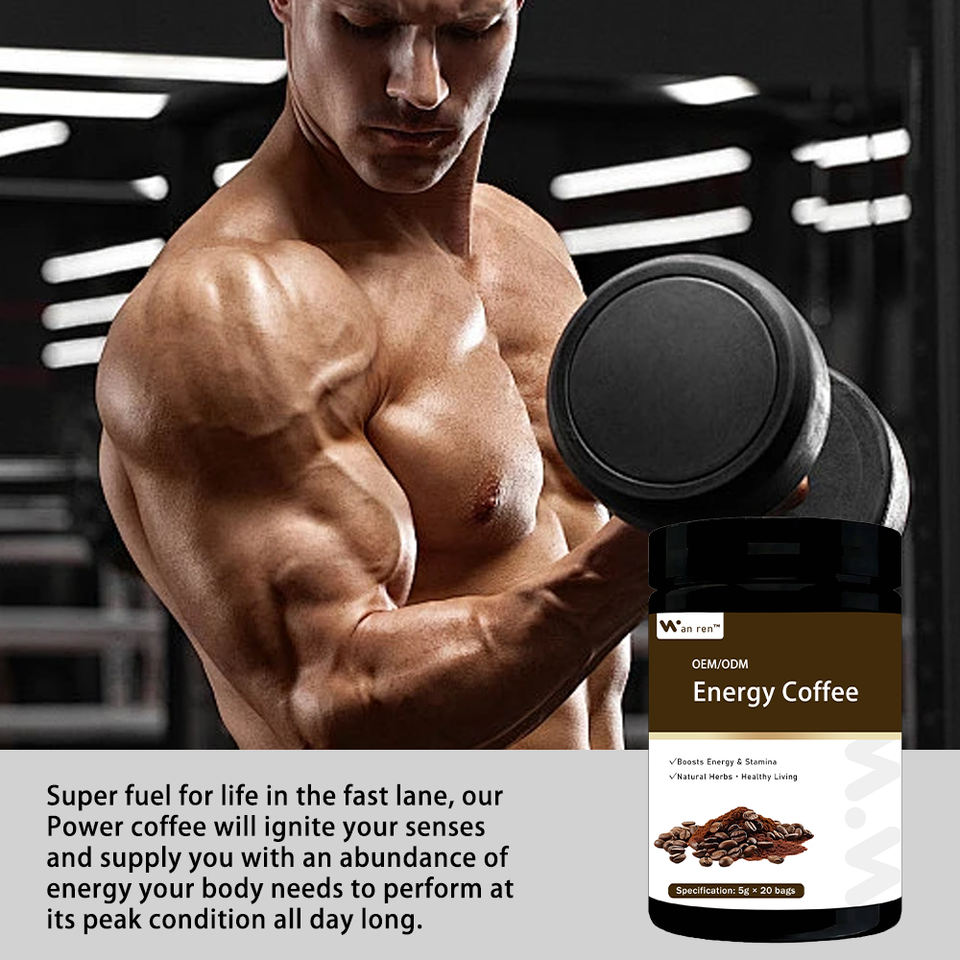 OEM Sugar Free Premium Natural Instant Focus Rich Vitality Daily Natural Increase Booster Herbal High Energy Boost Coffee Powder