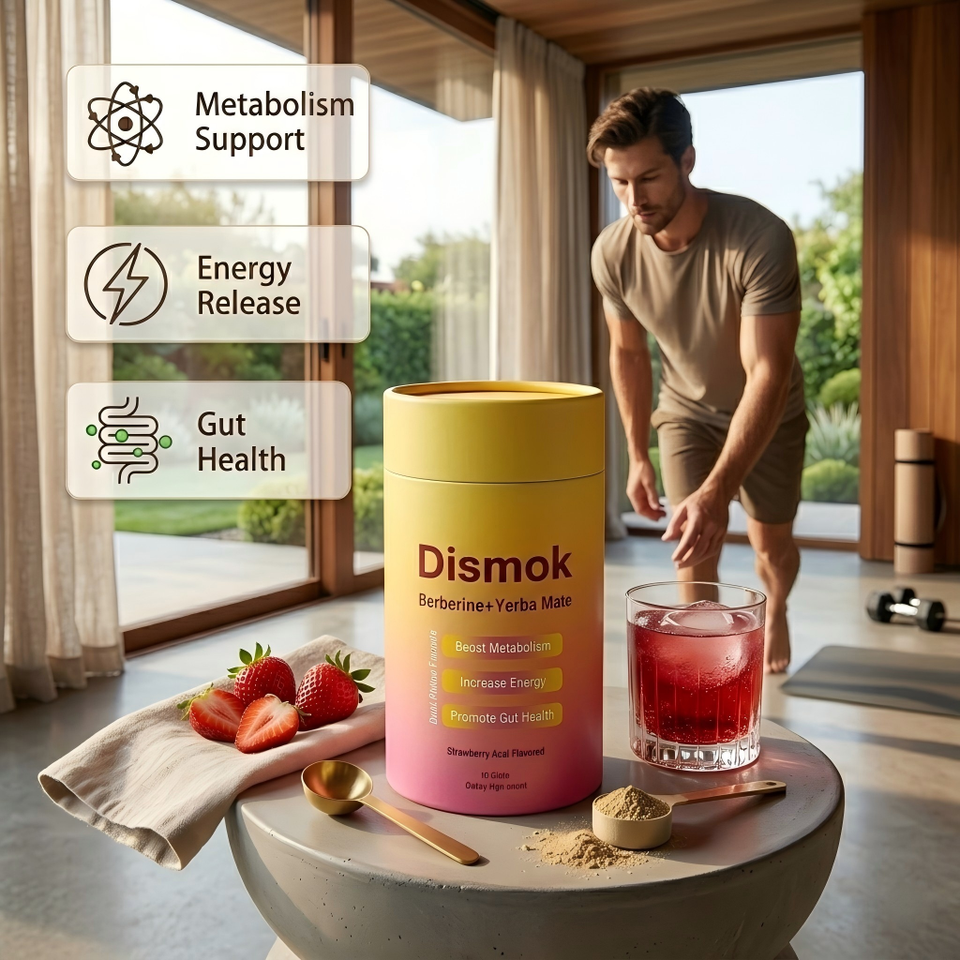 Natural Slimming Support Instant Drink with Yerba Mate Extract & 5-HTP Powder for Flat Stomach Detox & Gut Health