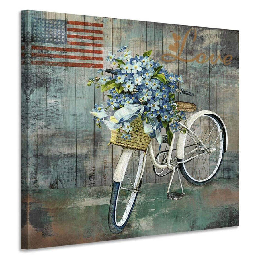 Original Art Luxury Floral Oil Painting with Elegant Still Life of Flowers and Bicycle OEM&ODM for Home or Hotel Wall Art Decor