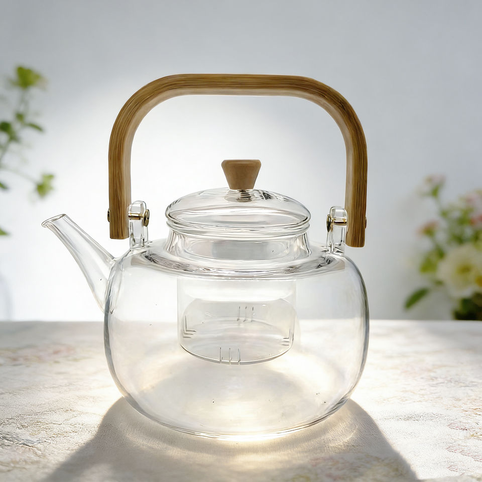 High-temperature Resistant Borosilicate Glass Modern Eco-Friendly Teapot Handle Household Flower Tea Brewing Set Kettle