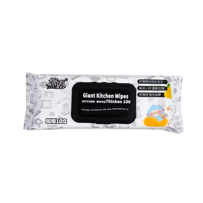 Love Dream Natural Plant-Based Kitchen Cleaning Wipes Lemon for Daily Grease Cutting Safe for Hands Surfaces 80pcs 20x20cm