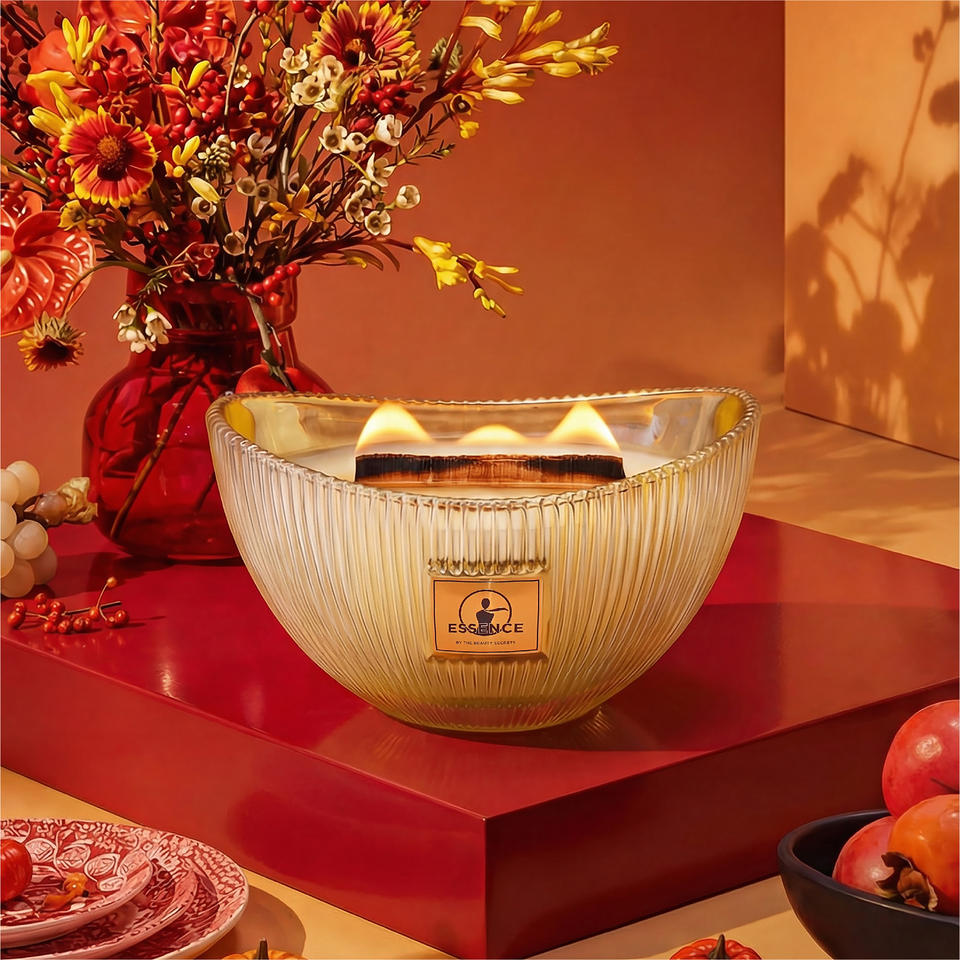 Luxurious Aromatherapy Candles with Large Capacity Wooden Wicks and Mixed Wax for Long-lasting Burning and Fragrance Dispersion