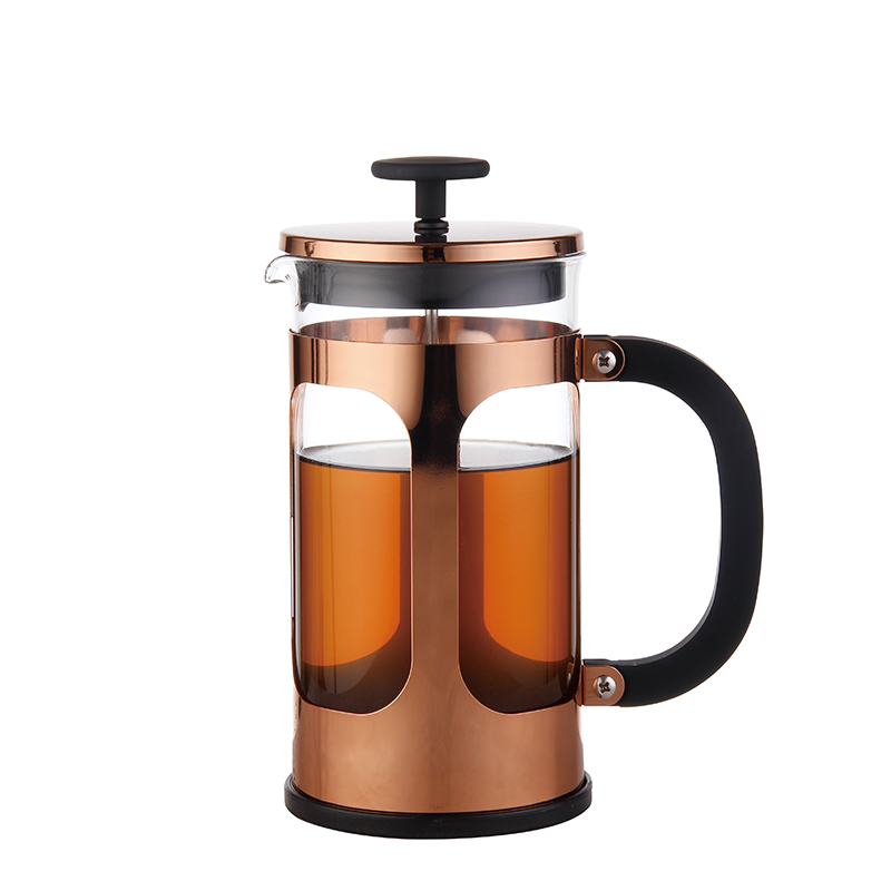 Custom Logo New Design Metal French Press Mini Glass Coffee Maker With Plunger