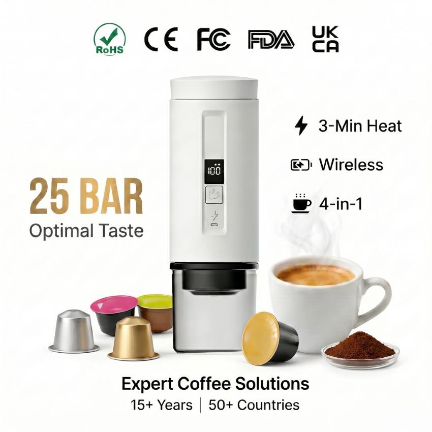Beginner Portable Espresso Coffee Machine Simple Design for First Time Users USB Rechargeable for Travel Car and Small Apartment
