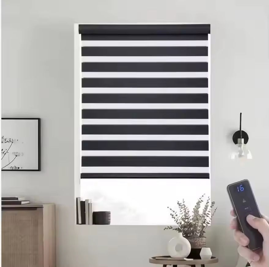 SAMADHI Hot Selling Modern Design Motorized Zebra Blinds Electric Custom Window Roller Shades Curtains Built-in Everyday Use