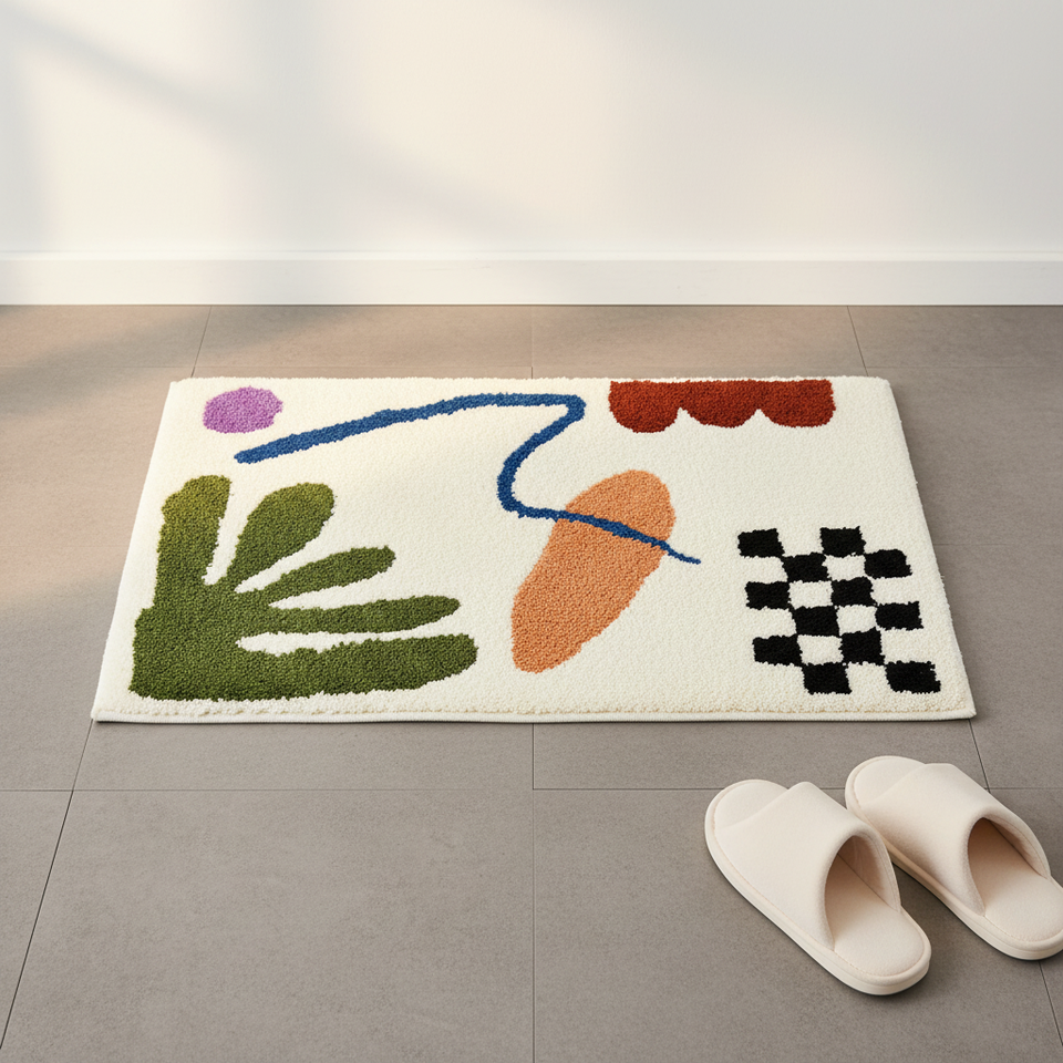 Personalized Soft Thickened Quick Dry Tufted Bathtub Floor Mat Plush Shaggy Microfiber Mat for Bedroom Shower Doorway