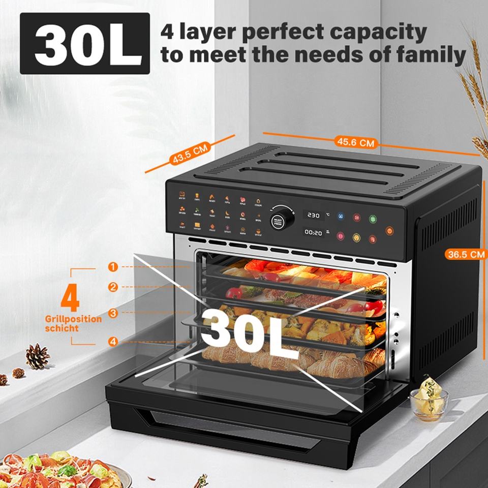 2026 New Design Multi-Functional Stainless Steel 30L Electric Dual Cook Non-Stick Digital Control Smart Air Fryer Oven Color