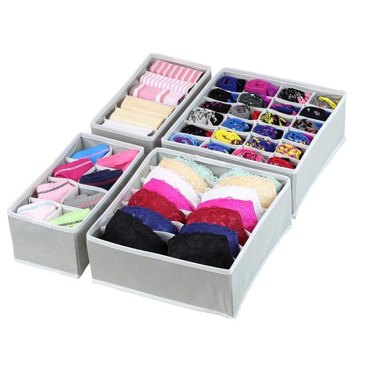 Thickened New Non-woven Compartment Storage Box Underwear Panties Socks Storage Box Wardrobe Drawer Grid