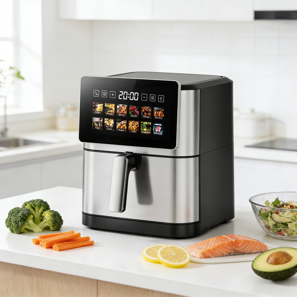 Professional  8L Digital Air Fryer Friggitrice Ad Aria Freidora De Aire Kitchen Appliances Dual Heating Upper and Bottom Heat
