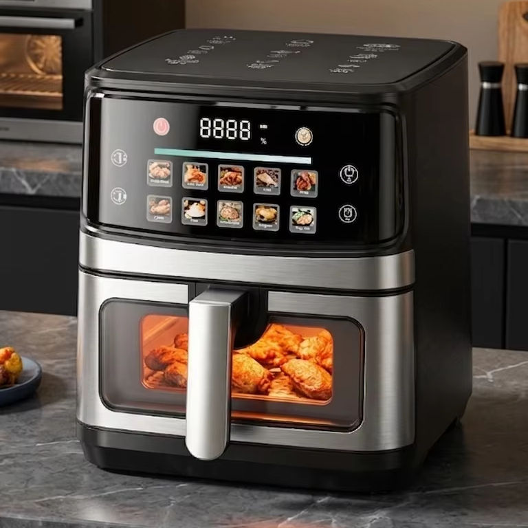 New Model air Fryer Household 12L Large Capacity Color Screen Power-off Memory Stainless Steel Multifunction Electric Deep Fryer