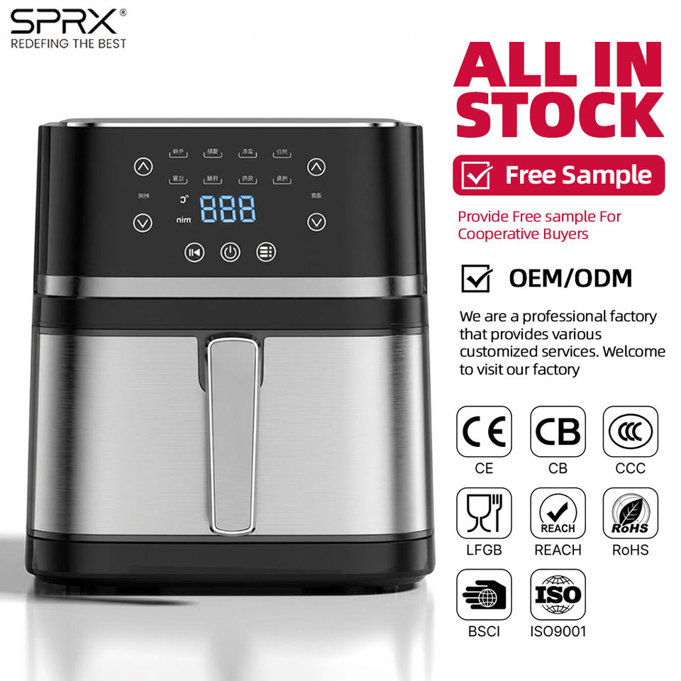 8L Smart Air Fryer 2026 with Vidrio Window, Digital Touch Electric Machine, High Quality Stainless Steel Multifunctional Cooker