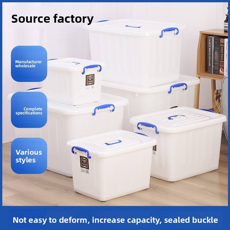 Wholesale PE Plastic Storage Bins White Household Organizers Large Square Containers Lids Dust-Proof Moisture-Proof 5L-10L