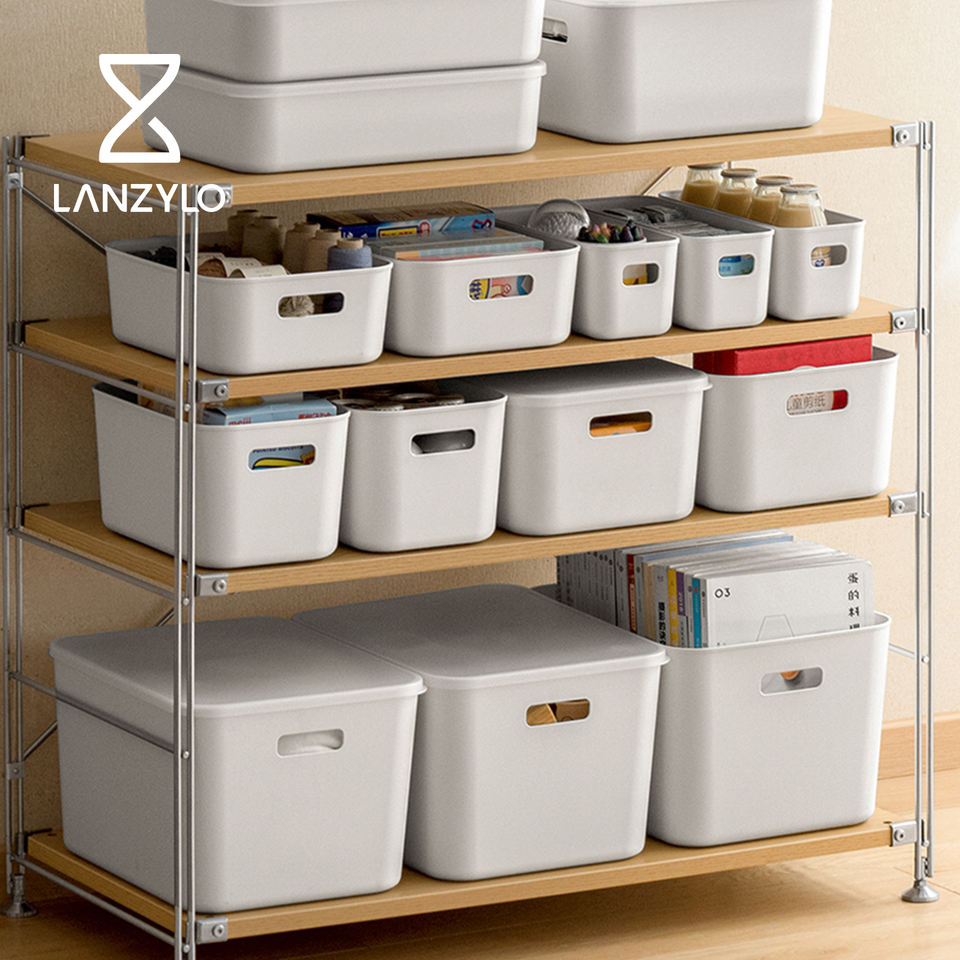 LANZYLO ODM Organizer Rectangle PP Plastic Stackable Storage Basket Bathroom Kitchen Desktop Cosmetic Use-Modern