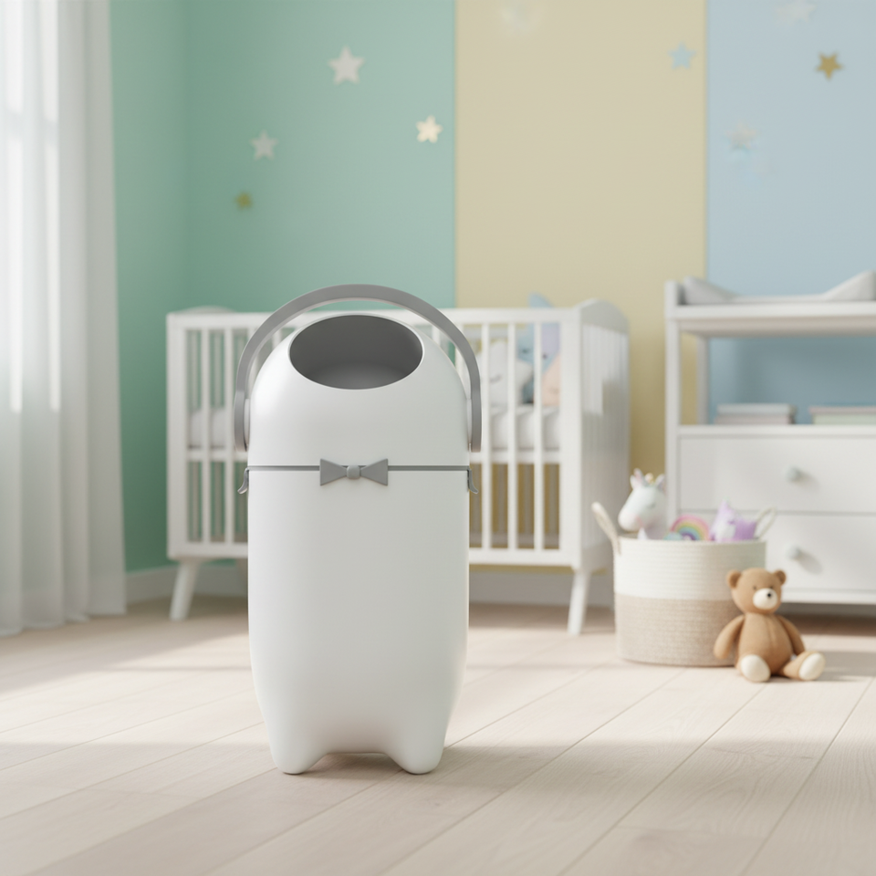 New Kitchen  Household Livingroom Anti Odor Diaper Pail Cute Double Layer Plastic Trash Can Waste Bin With Lids