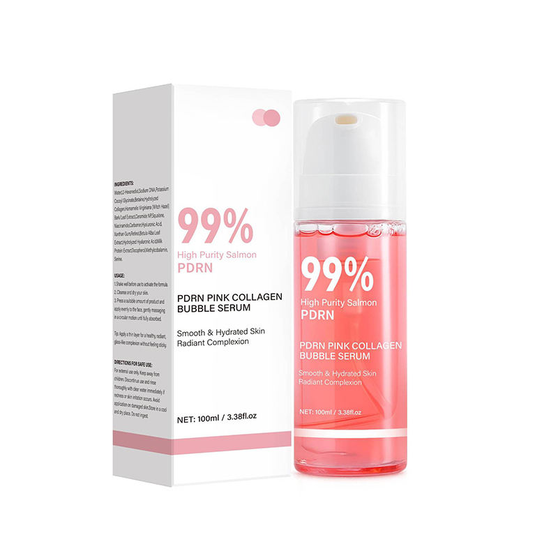 Wholesale 100ml Face Skin Care Deep Hydration Brightens Smooths Fine Lines PDRN Pink Collagen Bubble Serum