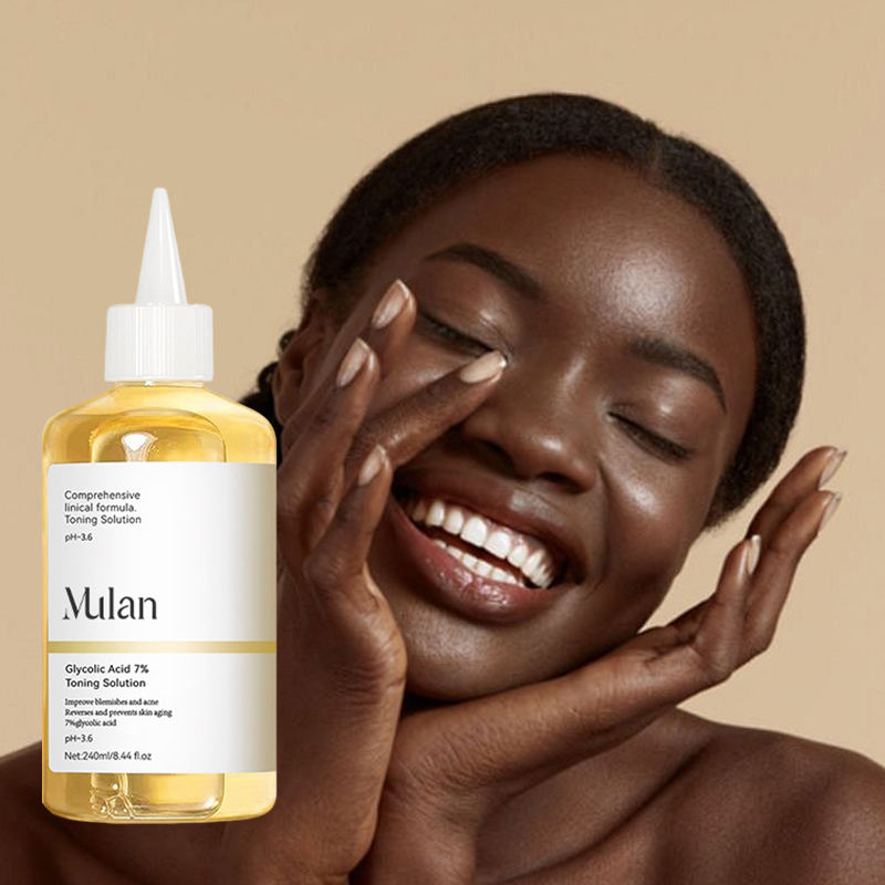 MULAN 7% Glycolic Acid Clarifying Toner Liquid Private Label OEM Resurfacing Astringent Organic 240ML Spray Facial Exfoliation