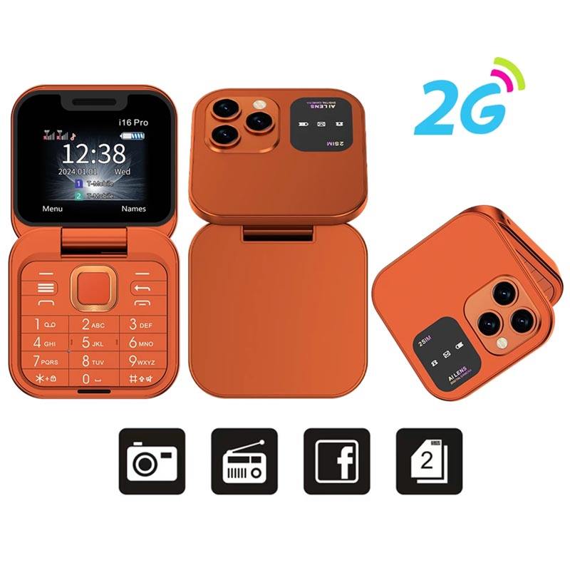 I16 Pro Small Foldable Mobile Phone Auto Call Record Speed Dial FM Radio Mini Flip Phone 2 SIM Card GSM Unlocked Cellphone