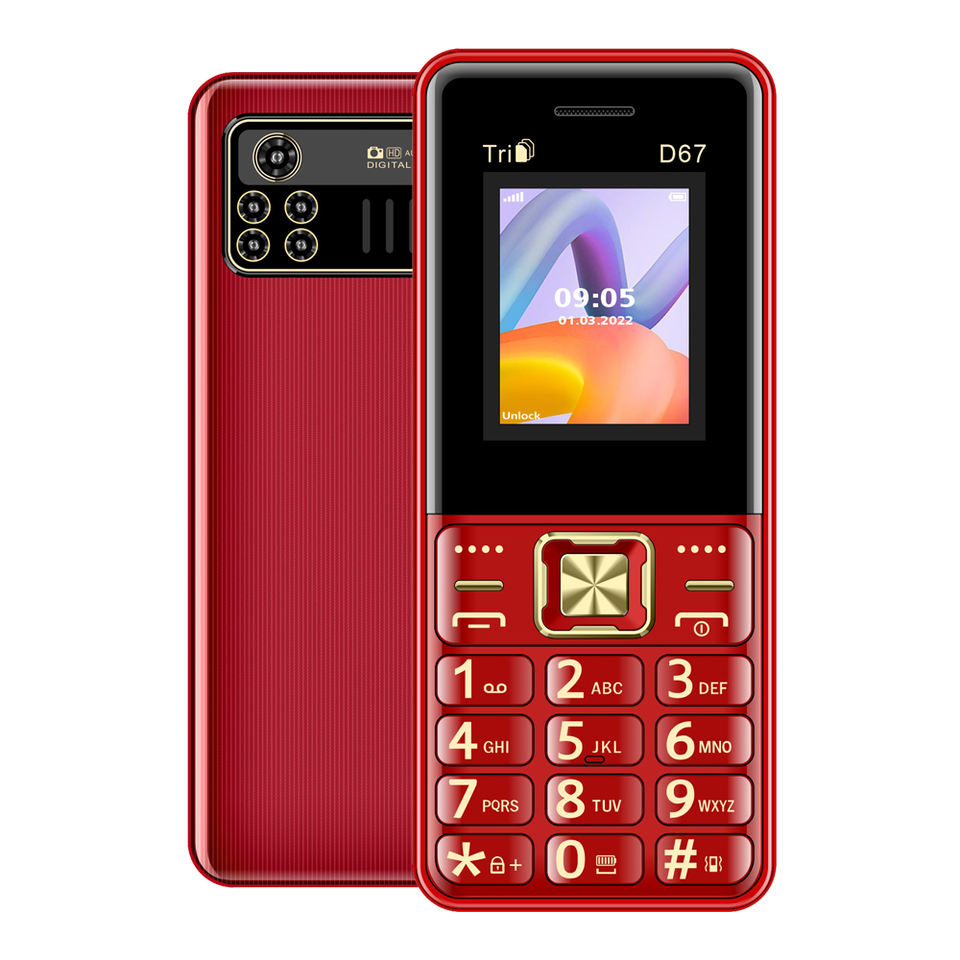 D67 Old Model Mobile Phones 3 Sim Card Slot Keypad Mobile Phone Low Price Celular 2G GSM 1.77" 1.8inch 2G GSM Basic Mobile Phone