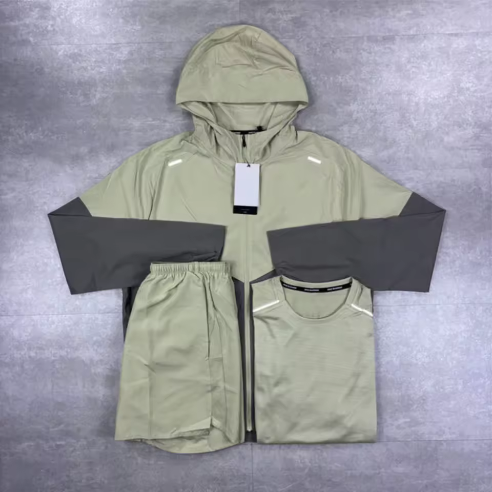 Best Selling Hot Sales Men's Zip-up Polyester Nylon Jacket and Shorts Tech Windbreaker Jacket and Pants Set Men's Jogging Suit