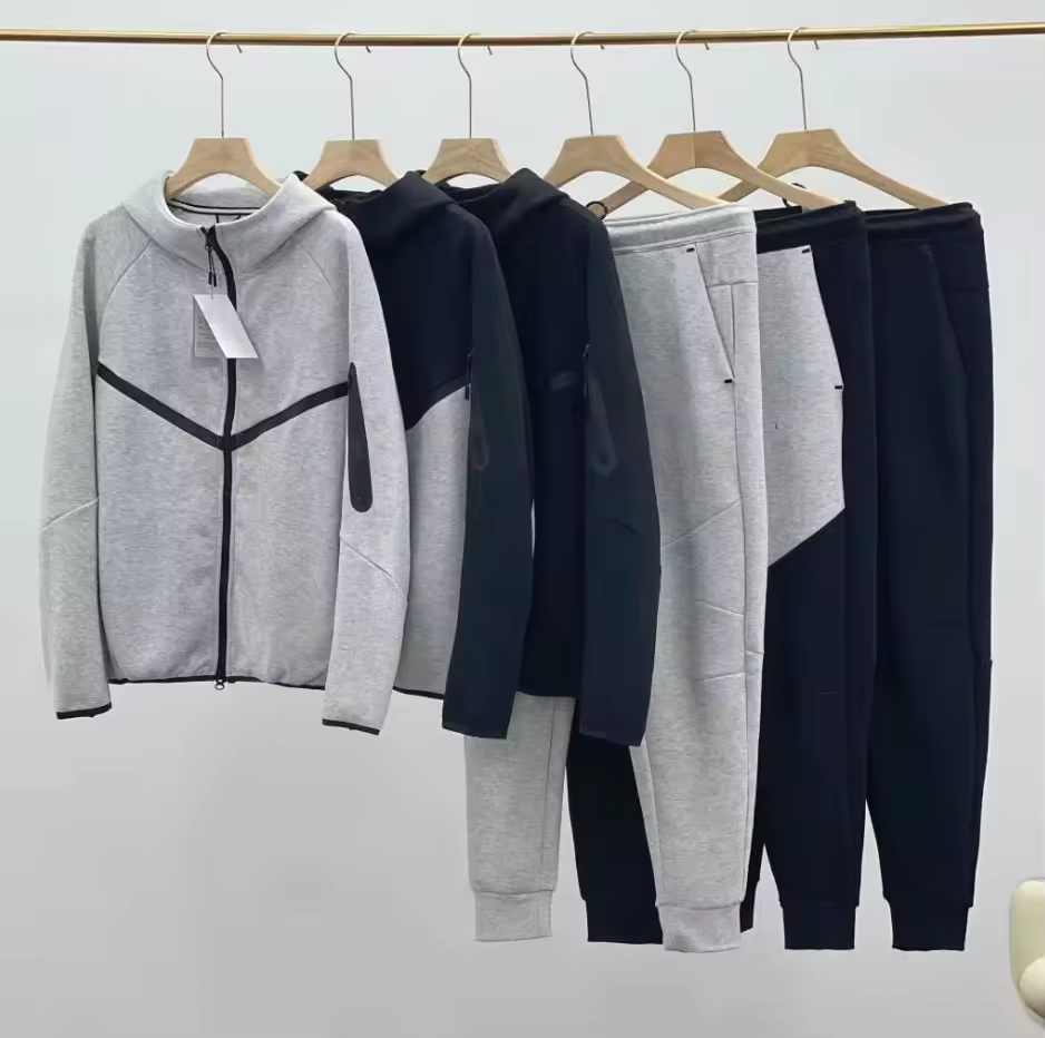 2026 New Tech Fleece With Logo Tech Fleech Hoodie Jacket Men's Jogging Two Piece Set Suit Sportswear Casual Tracksuit Men Suits