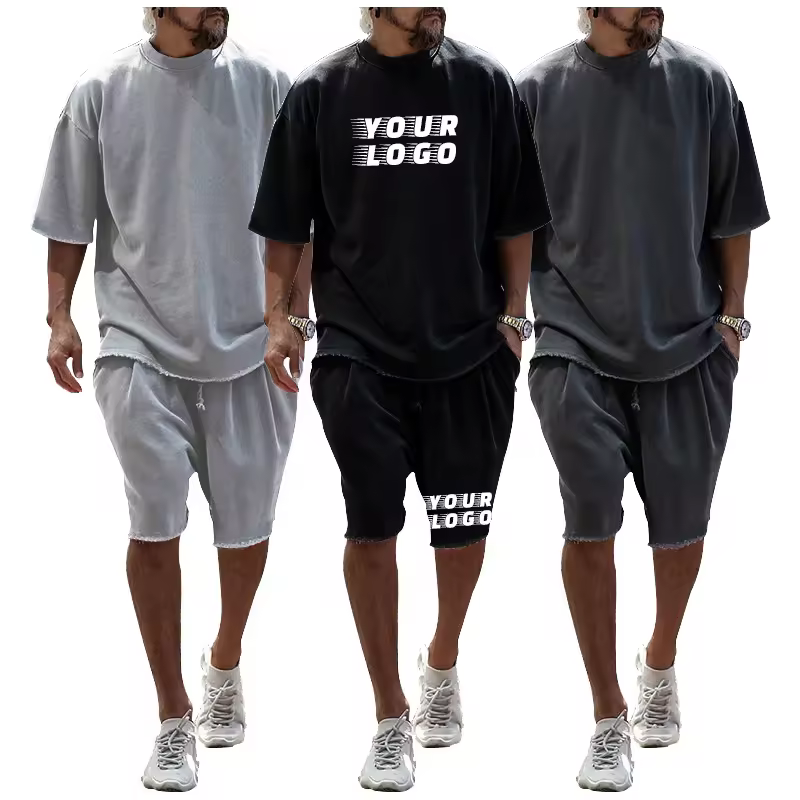 Wholesale Custom Logo Team Gym Tracksuit Sportswear Short Set Men's Brand Clothing 2 Pieces Sets