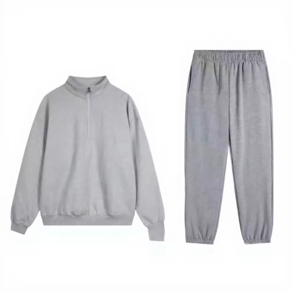 Wholesale Luxury Brand AIL Men's Clothing Quarter Zip Knitted 100% Cotton Hoodies Sweatpants Zip Jacket Set Casual High Quality