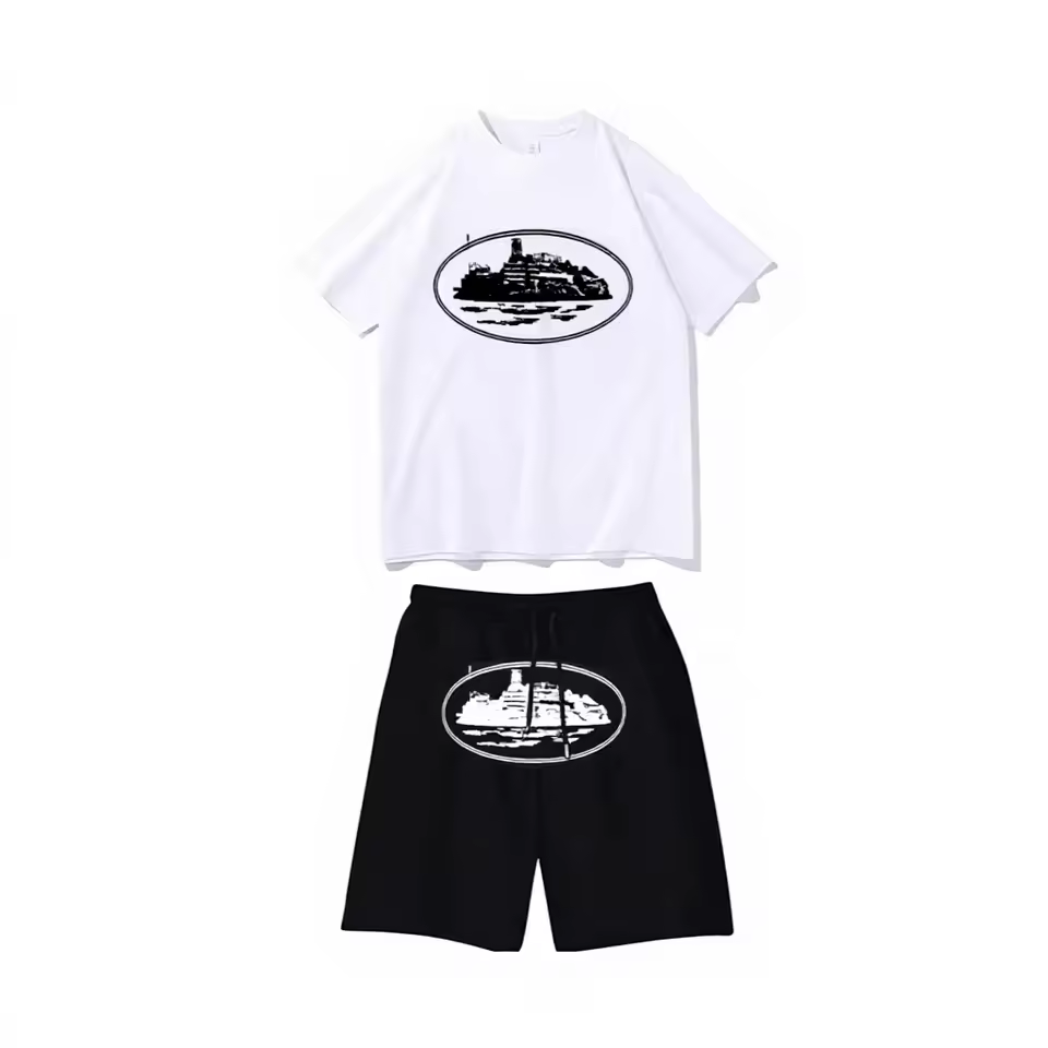2025 Cross-border Men's Short-sleeved Sports T-shirt Set Summer Casual Shorts Thin Eco-Friendly 100% Bamboo Fiber Rhinestone