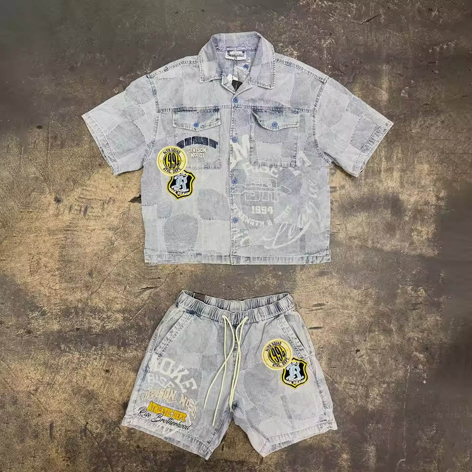 DCY Custom Men's Shirt and Shorts Set,Custom Short Sets for Men Custom Logo,Causal Custom Two 2 Piece Short Set Men Unisex