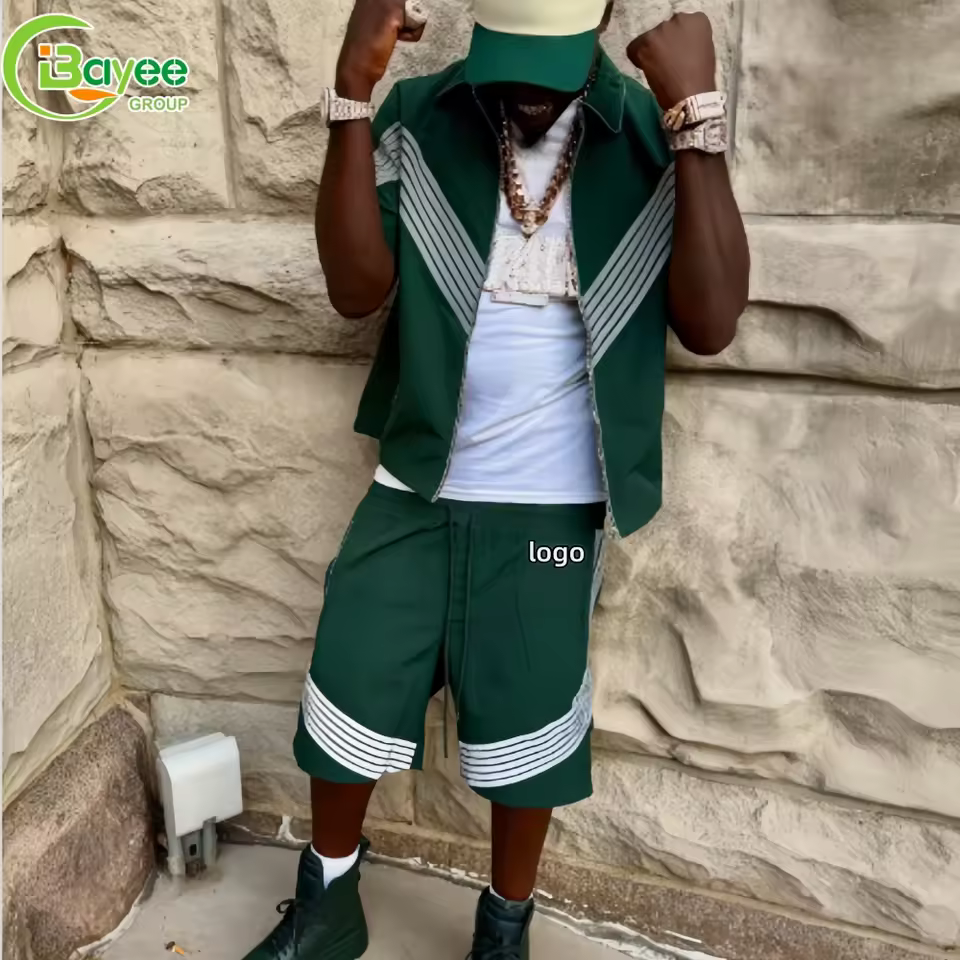 Custom Streetwear Men's Summer Set Two-piece Shirt and Shorts Set Oversized Quick Dry Tracksuit for Men