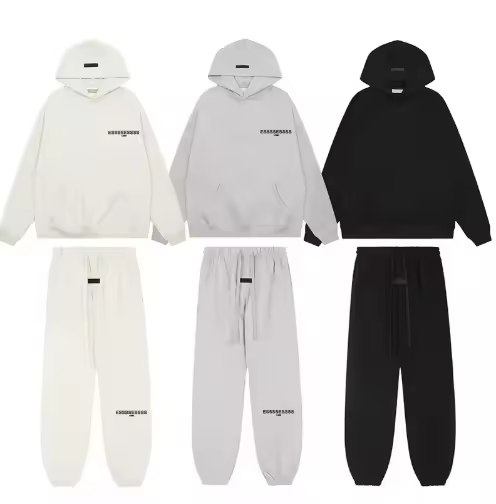 SS22 Designer Men's Sportswear Set High Quality Breathable Flocked Logo Jogger Pants Hoodie for Autumn Knitted Spandex/Cotton