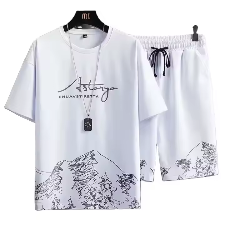 Wholesale Cheap Men's T Shirt and Short Set Summer Short Sleeve Tops and Pants Suits Breathable Casual Running Set Fashion