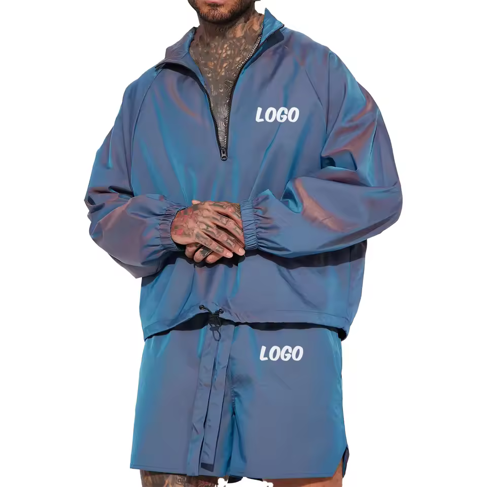 2026 Custom OEM/ODM logo Graphic Printing Sport Wear Shorts Set Zip Cotton Embroidery Men's Sweatshirt Set Tracksuit for Men