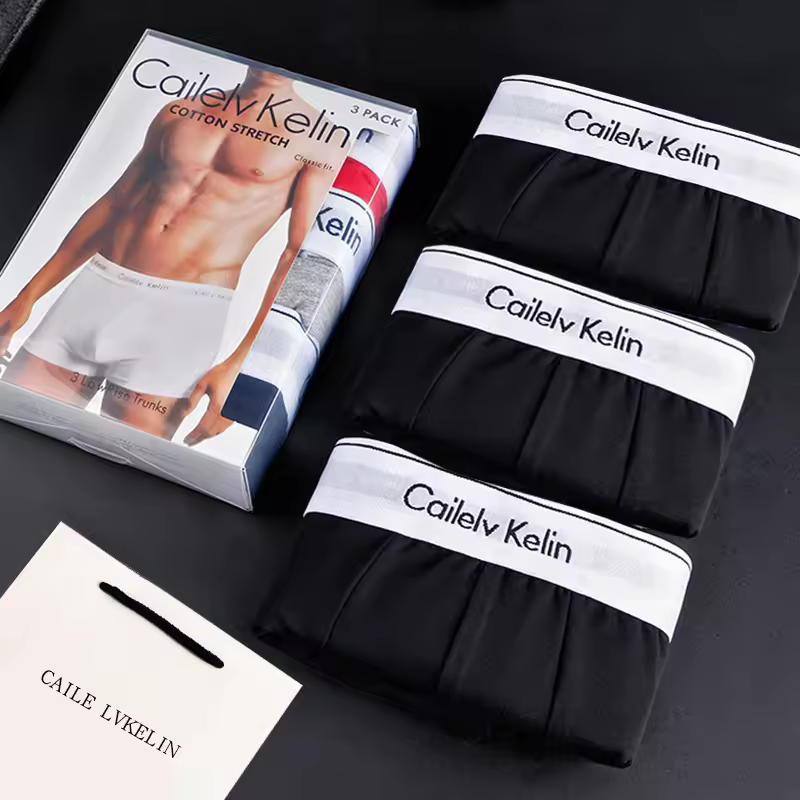 Customized Logo Mid-Rise Boxers High Quality Breathable Classic Comfortable Cotton Designer Brand Men's Underwear Set 2026