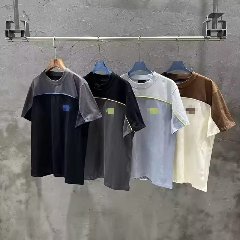 2026 Summer New Style Stitching Short-sleeved Suit of Fashion Brand 100% Cotton Casual Men's Suit Unisex Trendy Clothes