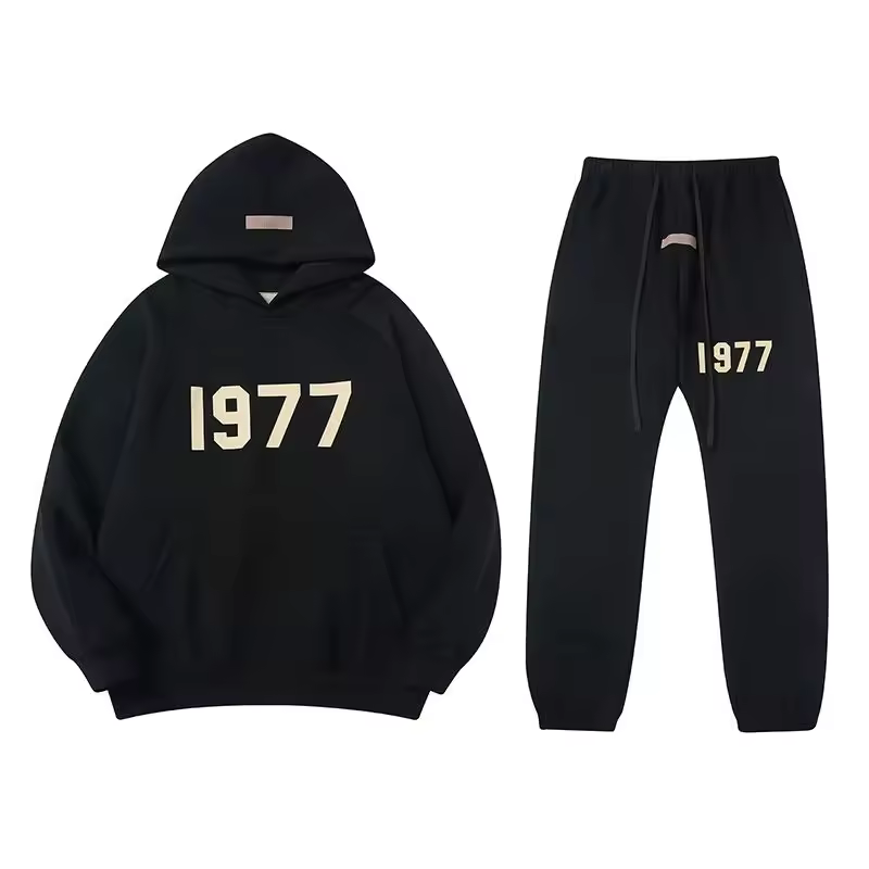 1977 Essential Men's High Quality Pullover Tracksuits Hoodie and Sweatpants Streetwear Set for Autumn Season Clothing