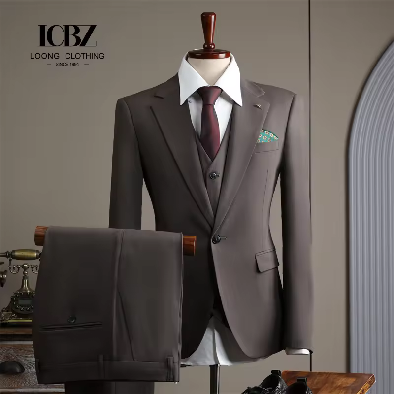Men's  Business Suits Slim Fit Wedding Two-Piece Suit Italian Style Anti-Wrinkle Breathable Woven Fabric Zipper Fly Pants